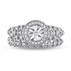 Thumbnail Image 4 of 0.29 CT. T.W. Diamond Frame Vintage-Style Heart Shank Bridal Set in Sterling Silver