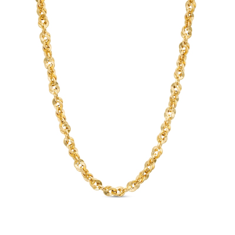 3.8mm Diamond-Cut Glitter Rope Chain Necklace in Hollow 14K Gold - 20