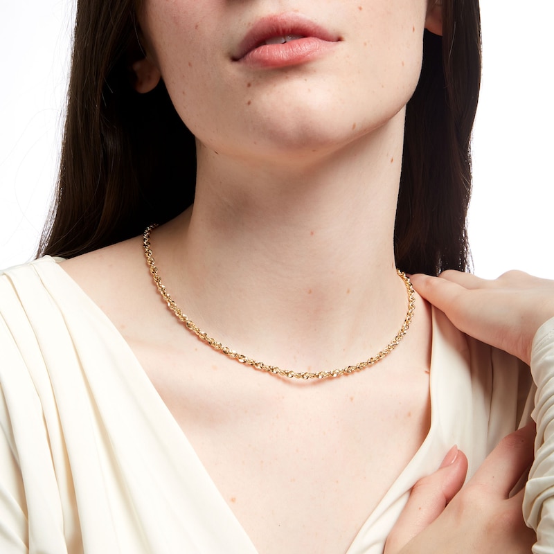 Main Image 2 of 3.8mm Diamond-Cut Glitter Rope Chain Necklace in Hollow 14K Gold - 20"