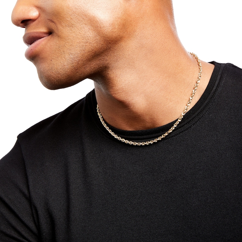 Main Image 3 of 3.8mm Diamond-Cut Glitter Rope Chain Necklace in Hollow 14K Gold - 20"