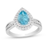 Thumbnail Image 0 of Collector's Edition Enchanted Disney Brave 10th Anniversary Blue Topaz and Diamond Engagement Ring in 14K White Gold