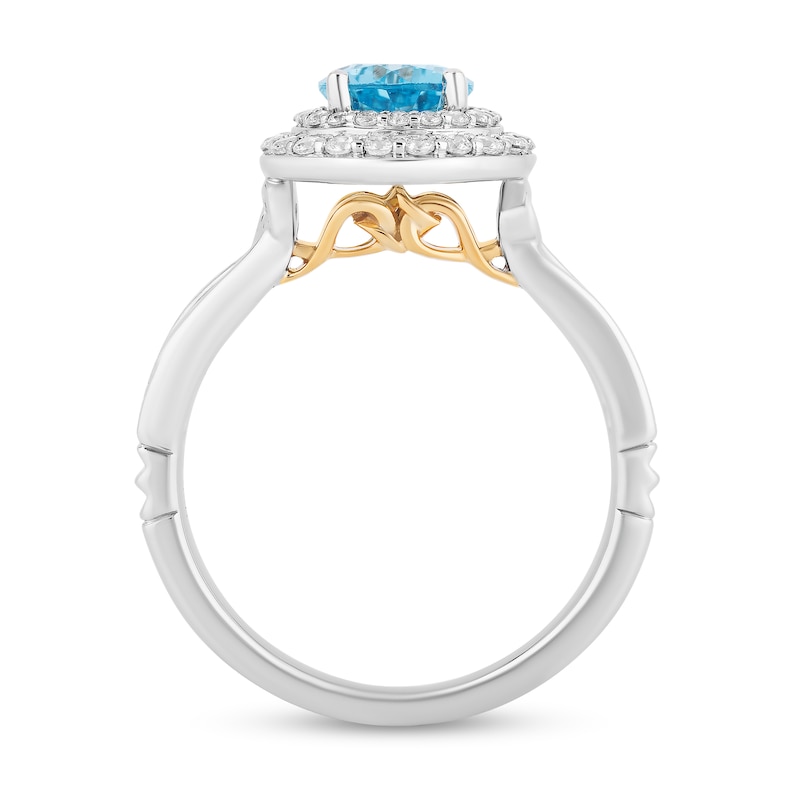 Collector's Edition Enchanted Disney Brave 10th Anniversary Blue Topaz and Diamond Engagement Ring in 14K White Gold