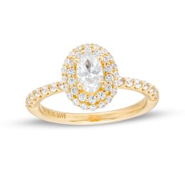 Vera Wang Love Collection 0.95 CT. T.W. Oval Diamond Double Frame Engagement Ring in 14K Gold