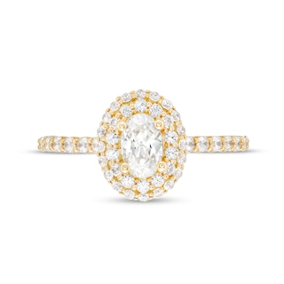 Vera Wang Love Collection 0.95 CT. T.W. Oval Diamond Double Frame Engagement Ring in 14K Gold
