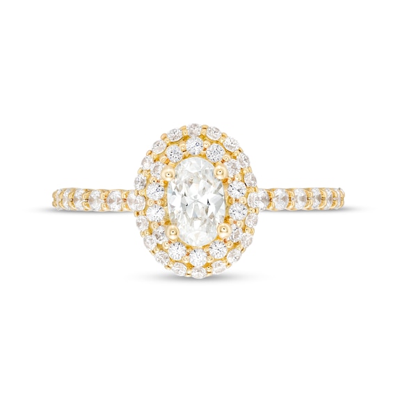 Vera Wang Love Collection 0.95 CT. T.W. Oval Diamond Double Frame Engagement Ring in 14K Gold