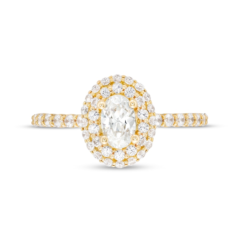 Vera Wang Love Collection 0.95 CT. T.W. Oval Diamond Double Frame Engagement Ring in 14K Gold