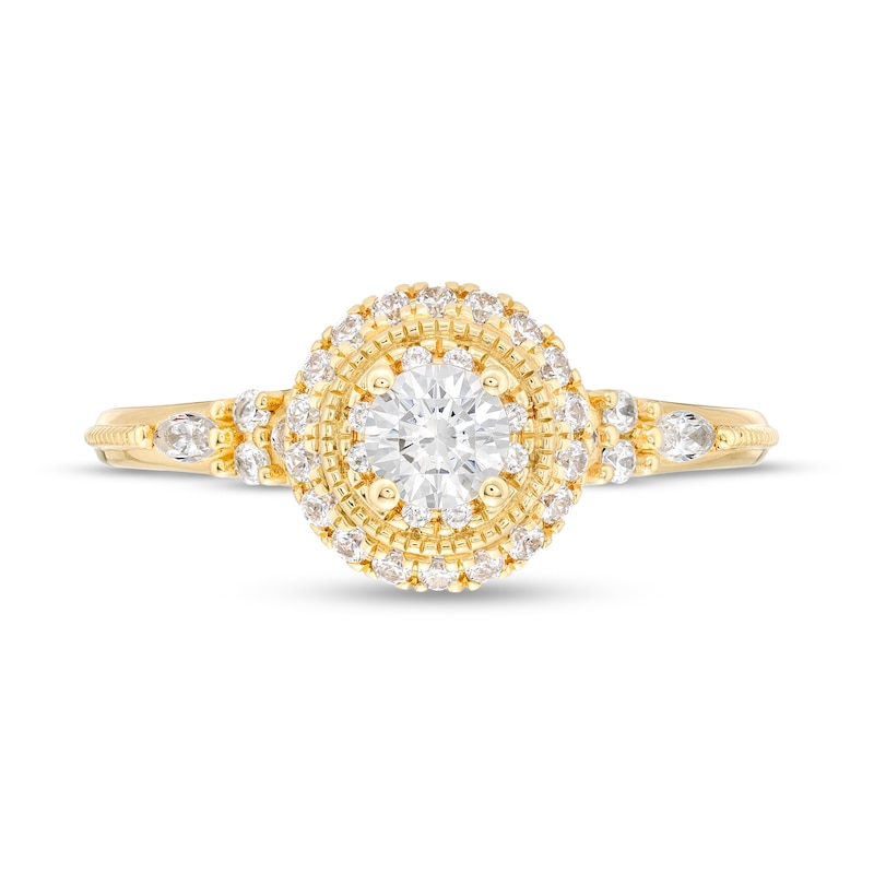 Vera Wang Love Collection 0.58 CT. T.W. Diamond Frame Vintage-Style Engagement Ring in 14K Gold