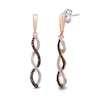 Thumbnail Image 0 of 0.24 CT. T.W. Cognac and White Diamond Twist Drop Earrings in 10K Rose Gold