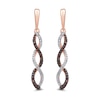 Thumbnail Image 1 of 0.24 CT. T.W. Cognac and White Diamond Twist Drop Earrings in 10K Rose Gold