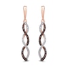 Thumbnail Image 1 of 0.24 CT. T.W. Cognac and White Diamond Twist Drop Earrings in 10K Rose Gold