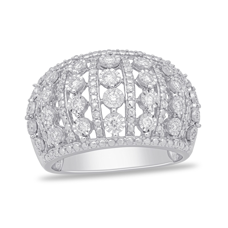 0.50 CT. T.W. Diamond Multi-Row Dome Ring in 14K White Gold|Peoples Jewellers