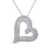 Thumbnail Image 1 of 0.50 CT. T.W. Diamond Double Row Tilted Heart Pendant in 10K White Gold