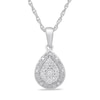 Thumbnail Image 1 of 0.20 CT. T.W. Pear-Shaped Multi-Diamond Frame Teardrop Pendant in Sterling Silver