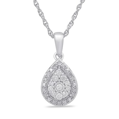 0.20 CT. T.W. Pear-Shaped Multi-Diamond Frame Teardrop Pendant in Sterling Silver