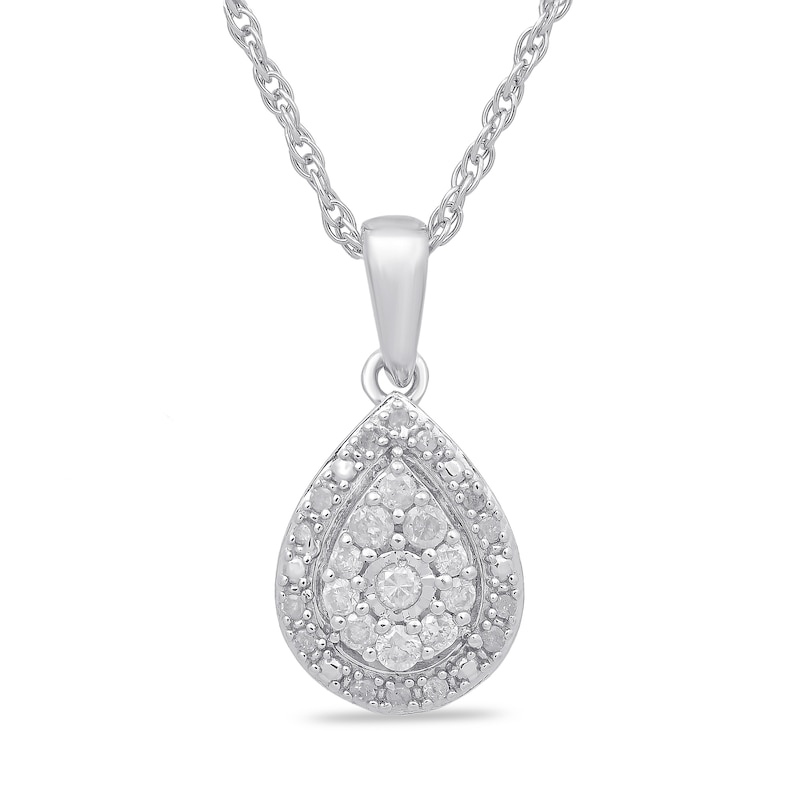 0.20 CT. T.W. Pear-Shaped Multi-Diamond Frame Teardrop Pendant in Sterling Silver|Peoples Jewellers