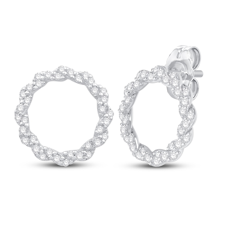 Circle of Gratitude® Collection 0.23 CT. T.W. Diamond Twist Stud Earrings in 10K White Gold