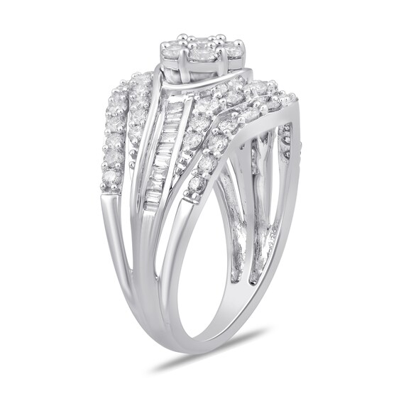1.49 CT. T.W. Multi-Diamond Multi-Row Ring in 10K White Gold