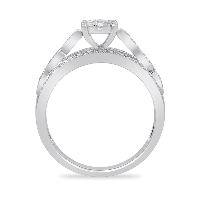 0.50 CT. T.W. Multi-Diamond Vintage-Style Triple Row Ring in 10K White Gold