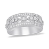 Thumbnail Image 0 of 0.32 CT. T.W. Diamond Square and Marquise Frames Vintage-Style Triple Row Band in 14K White Gold