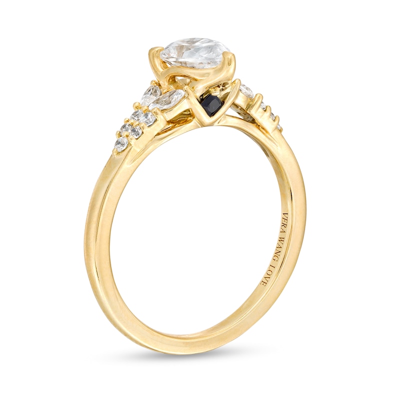 Vera Wang Love Collection 0.95 CT. T.W. Pear-Shaped Diamond Double Row Shank Engagement Ring in 14K Gold