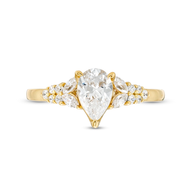 Main Image 3 of Vera Wang Love Collection 0.95 CT. T.W. Pear-Shaped Diamond Double Row Shank Engagement Ring in 14K Gold