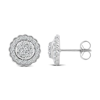 0.52 CT. T.W. Multi-Diamond Flower Frame Stud Earrings in 14K Gold