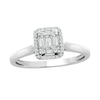 Thumbnail Image 0 of 0.29 CT. T.W. Emerald-Shaped Multi-Diamond Frame Engagement Ring in 10K White Gold