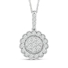Thumbnail Image 1 of 0.76 CT. T.W. Multi-Diamond Flower Frame Pendant in 14K White Gold