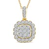 Thumbnail Image 1 of 0.77 CT. T.W. Cushion-Shaped Multi-Diamond Flower Frame Pendant in 14K Gold