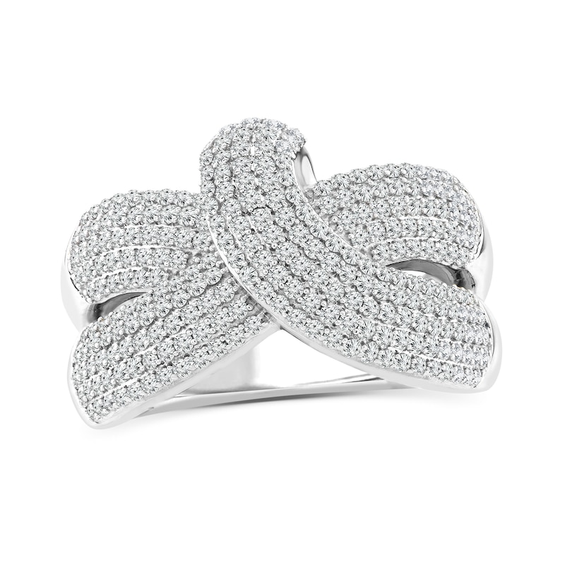 1.06 CT. T.W. Diamond Multi-Row Crossover Ring in 14K White Gold