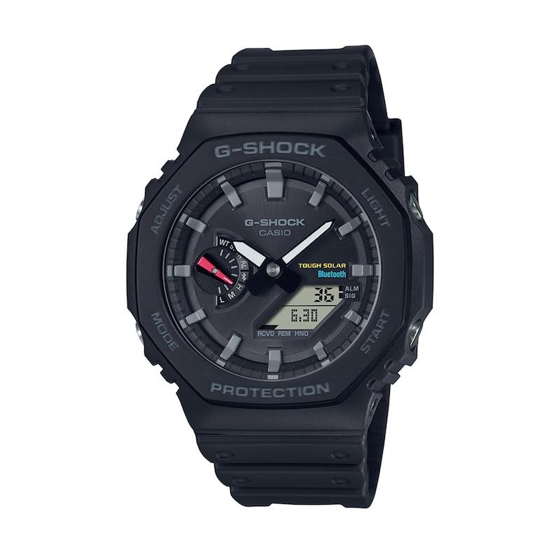 Men's Casio G-Shock Classic Solar Powered Black Resin Strap Watch with Black Dial (Model: GAB2100-1A)|Peoples Jewellers