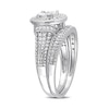 Thumbnail Image 3 of 0.25 CT. T.W. Diamond Oval Frame Beaded Multi-Row Bridal Set in Sterling Silver