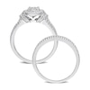 Thumbnail Image 5 of 0.25 CT. T.W. Diamond Oval Frame Beaded Multi-Row Bridal Set in Sterling Silver