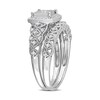 Thumbnail Image 3 of 0.29 CT. T.W. Diamond Cushion Frame Vintage-Style Loop Shank Bridal Set in Sterling Silver
