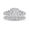 Thumbnail Image 3 of 0.29 CT. T.W. Diamond Cushion Frame Vintage-Style Loop Shank Bridal Set in Sterling Silver