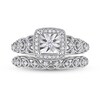 Thumbnail Image 4 of 0.29 CT. T.W. Diamond Cushion Frame Vintage-Style Loop Shank Bridal Set in Sterling Silver