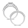 Thumbnail Image 4 of 0.29 CT. T.W. Diamond Cushion Frame Vintage-Style Loop Shank Bridal Set in Sterling Silver