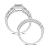 Thumbnail Image 5 of 0.29 CT. T.W. Diamond Cushion Frame Vintage-Style Loop Shank Bridal Set in Sterling Silver