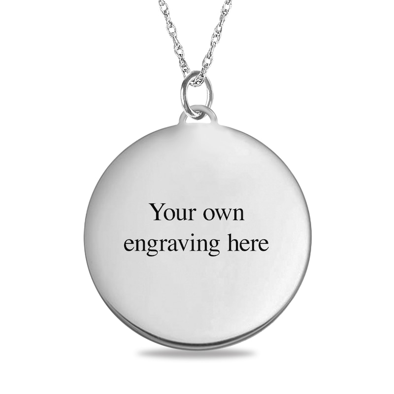 Main Image 3 of Medium Engravable Photo Diamond-Cut Edge Medallion Pendant in Sterling Silver (1 Image and 3 Lines)
