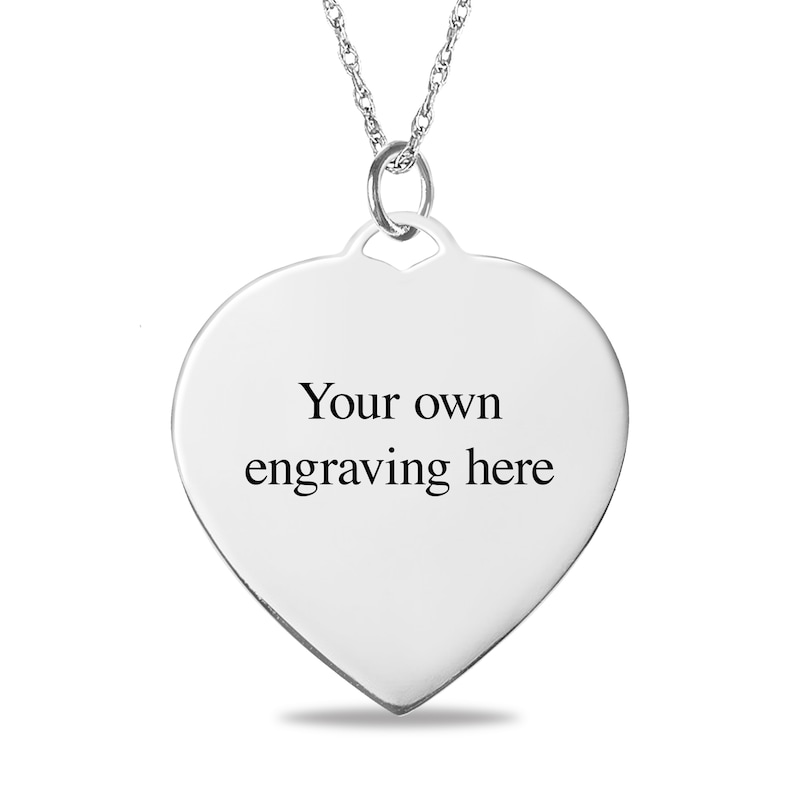 Main Image 2 of Engravable Photo Diamond-Cut Edge Heart Pendant in Sterling Silver (1 Image and 3 Lines)