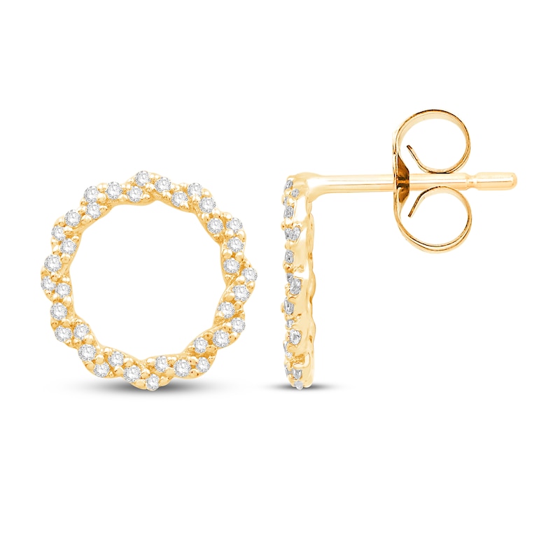 Main Image 2 of Circle of Gratitude® Collection 0.23 CT. T.W. Diamond Twist Stud Earrings in 10K Gold