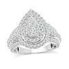 1.55 CT. T.W. Pear-Shaped Multi-Diamond Double Frame Triple Row Engagement Ring in 14K White Gold