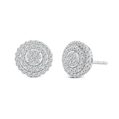 1.02 CT. T.W. Multi-Diamond Double Frame Stud Earrings in 14K Gold