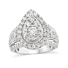 2.04 CT. T.W. Pear-Shaped Multi-Diamond Frame Multi-Row Engagement Ring in 14K White Gold