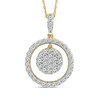 Thumbnail Image 1 of 1.04 CT. T.W. Multi-Diamond Dangle Circle Outline Pendant in 14K Gold