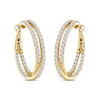 Thumbnail Image 1 of 3.04 CT. T.W. Diamond Double Row Crossover Inside-Out Hoop Earrings in 14K Gold
