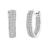 2.03 CT. T.W. Diamond Double Row Inside-Out Hoop Earrings in 14K Gold