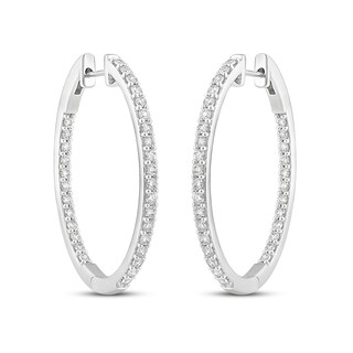 2.03 CT. T.W. Diamond Inside-Out Hoop Earrings in 14K Gold