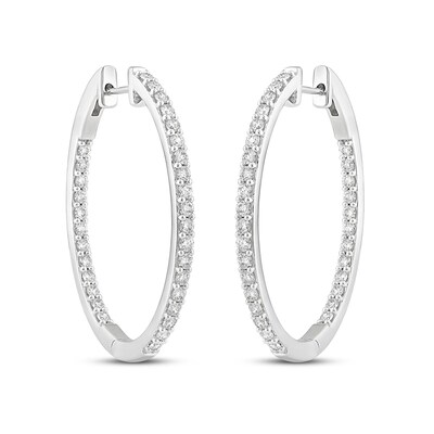 2.03 CT. T.W. Diamond Inside-Out Hoop Earrings in 14K Gold
