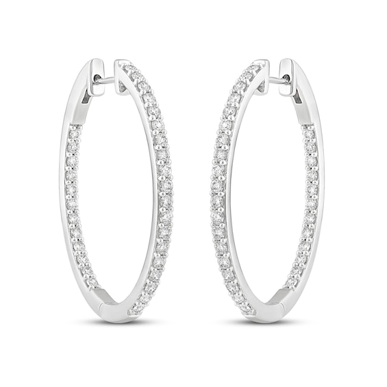 2.03 CT. T.W. Diamond Inside-Out Hoop Earrings in 14K Gold
